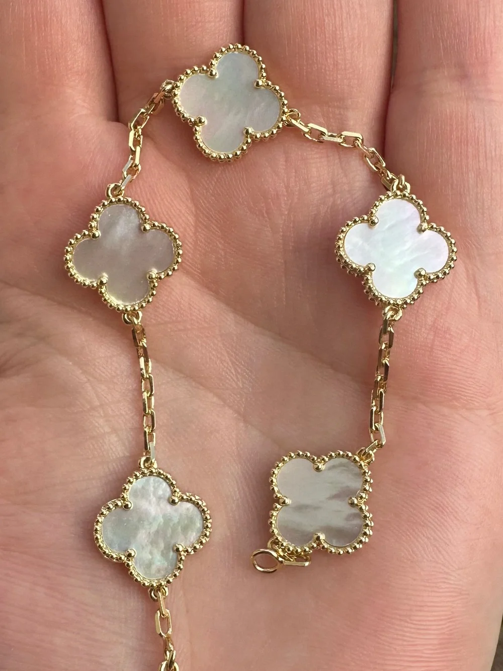 White Clover Bracelet 18k gold plated
